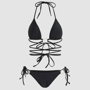 NEW - Cider Black string bikini with heart detail